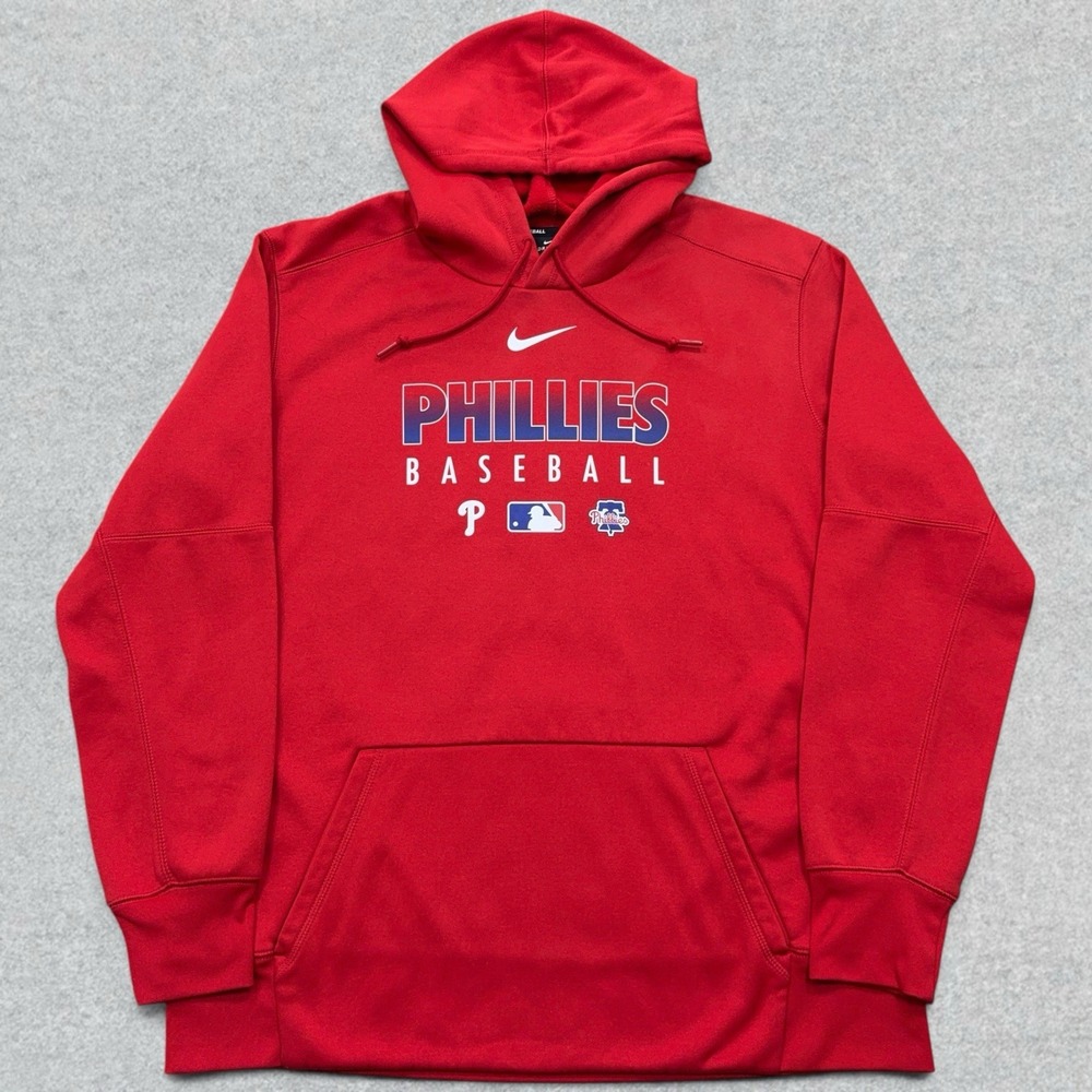 Philadelphia Phillies Hoodie Mens XL Red Nike Dri-Fit Pullover Baseball MLB